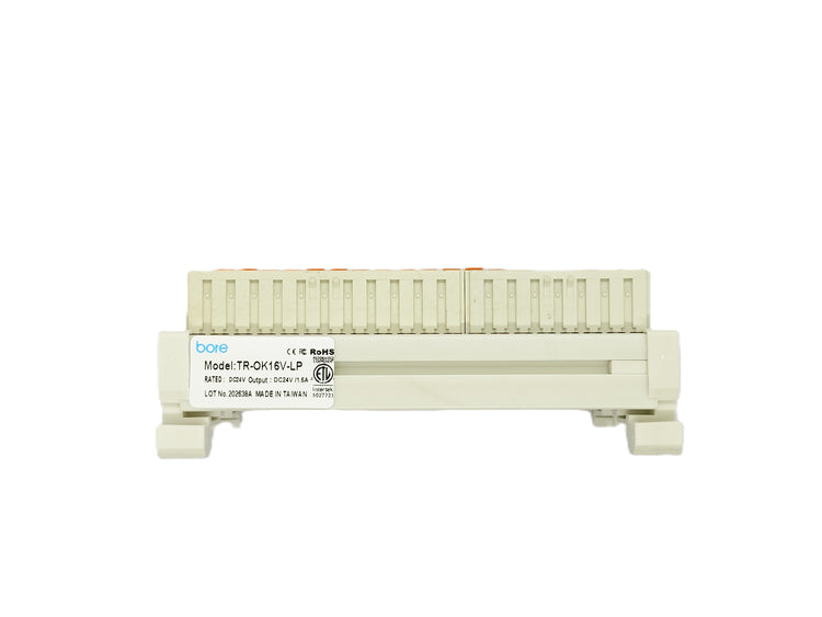 Bore TR-OK16V-LP is an 16-channel solid-state relay module. Made in Taiwan and CE, UL, RoHS, FCC certified.